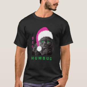T-shirt Chat Bah Humbug Chapeau de Père Noël Noël Vacances
