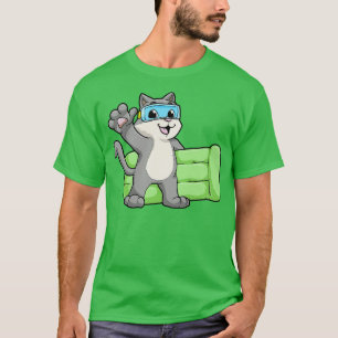 T-shirt Chat Baignade avec lunettes de natation 1