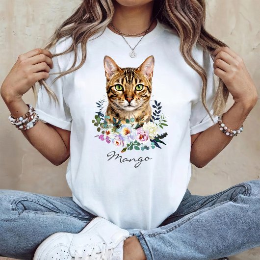 T-shirt Chat Bengal aquarelle