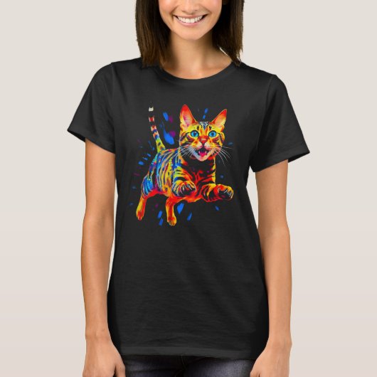 T-shirt Chat Bengal coloré (Devant)