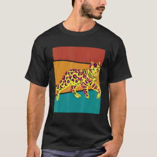 T-shirt Chat Bengal Coloré Vintage