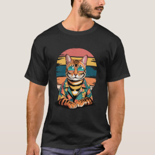 T-shirt Chat Bengal Lunettes de soleil Plage Hawaïenne Vac