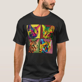 T-shirt Chat Bengal Pop Illustration Animal Coloré Femmes 