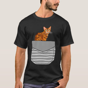 T-shirt Chat Bengal Réaliste Dans La Poche
