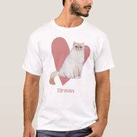 Chat Birman Aquarelle Kitty Coeur rose