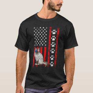 T-shirt Chat Birman Drapeau Américain Patriotique 4 Juille