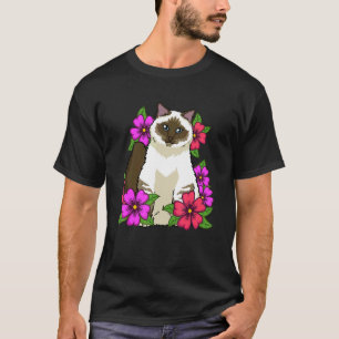 T-shirt Chat Birman Fleurs Femmes Filles Chat