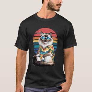 T-shirt Chat Birman Lunettes de soleil Plage Hawaïenne Vac
