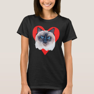 T-shirt Chat Birman Mignon Cœur Rouge