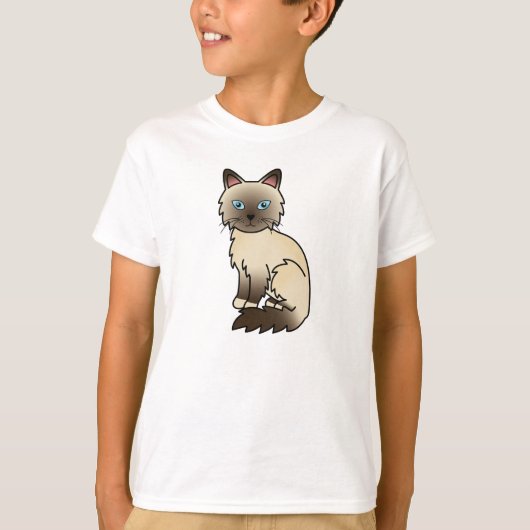 T-shirt Chat Birman / Ragdoll au point chocolat (Devant)