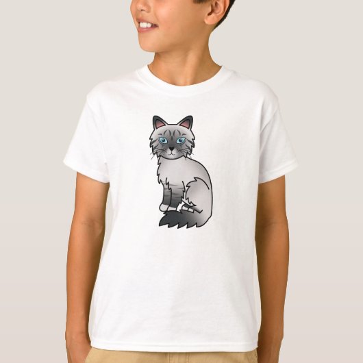 T-shirt Chat Birman / Ragdoll Tabby bleu point (Devant)