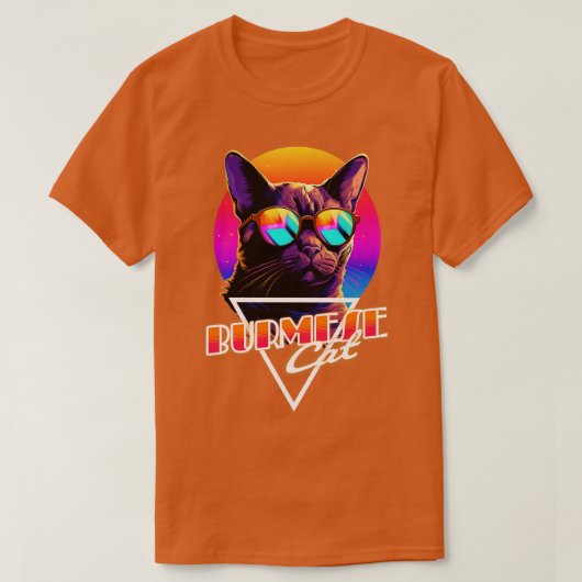 T-shirt Chat birman Retro Wave Miami Shirt (Design devant)