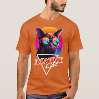 T-shirt Chat birman Retro Wave Miami Shirt