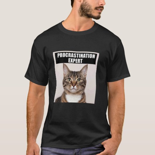 T-shirt Chat blague experte en procrastination (Devant)
