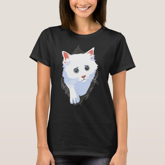 T-shirt Chat blanc (Devant)