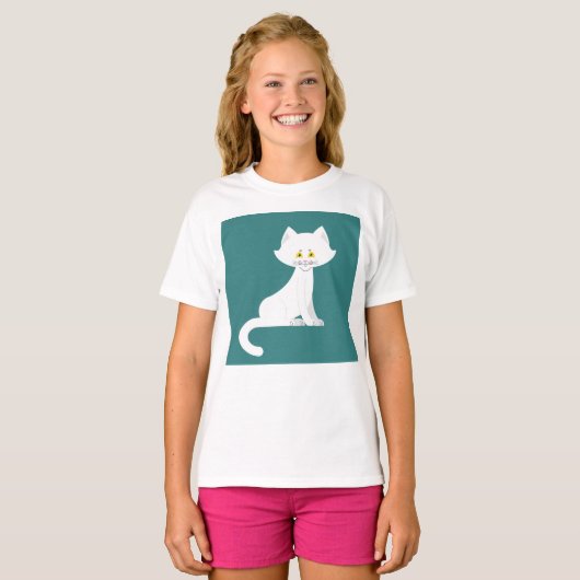 T-shirt Chat blanc (Devant entier)