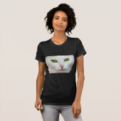 T-shirt Chat blanc à l'oeil vert (Devant entier)