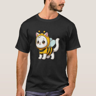 T-shirt Chat Blanc Abeille Animal Drôle de Compagnie