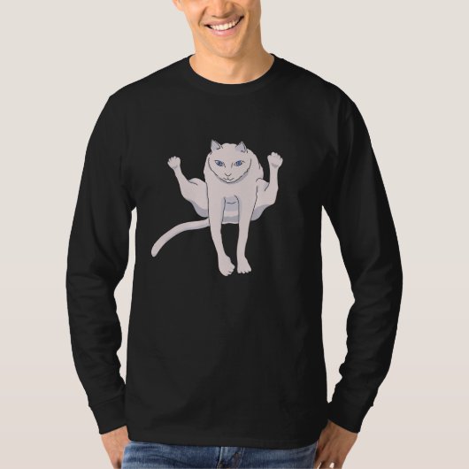 T-shirt chat blanc acrobatique (Devant)