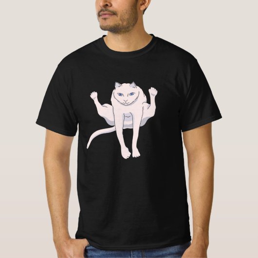T-shirt chat blanc acrobatique (Devant)