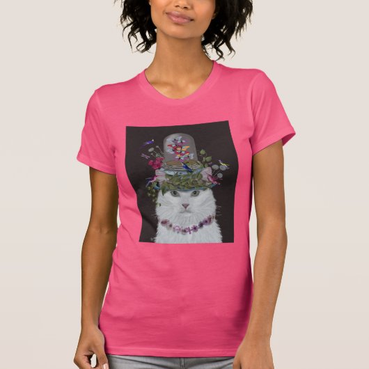 T-shirt Chat blanc avec cloche papillon (Devant)
