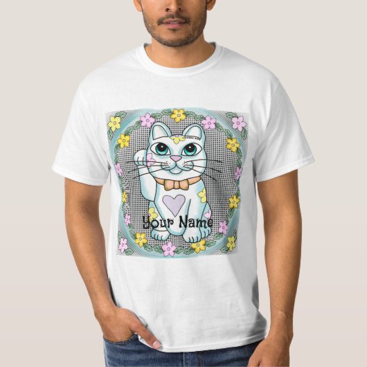 T-shirt Chat blanc chanceux (Devant)