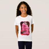 T-Shirt Chat blanc de diva enveloppé dans le boa rose sur (Devant entier)