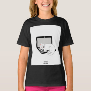 T-shirt Chat Blanc Dormir Sur Ordinateur Portable Filles T