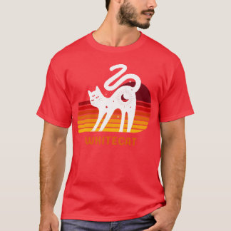 T-shirt chat blanc drôle rétro vintage garçon