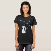 T-Shirt Chat Blanc Étoiles (Devant entier)