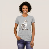 T-shirt Chat Blanc Gris (Devant entier)