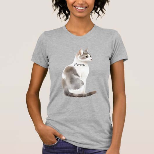 T-shirt Chat Blanc Gris (Devant)