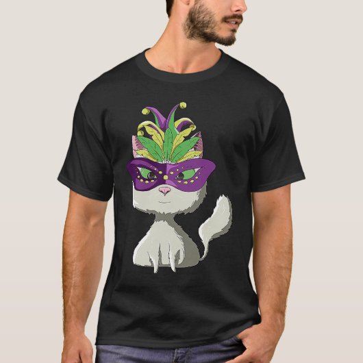 T-shirt Chat Blanc Mardi Gras (Devant)
