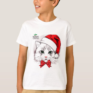 T-shirt Chat blanc mignon Joyeux Noël