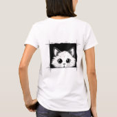 T-shirt Chat blanc mignon Vue depuis un cadre (Dos)