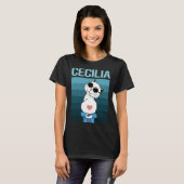 T-shirt Chat blanc - Nom Cecilia (Devant entier)