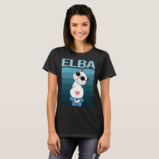 T-shirt Chat blanc - Nom d'Elba (Devant entier)