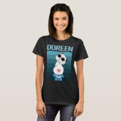 T-shirt Chat Blanc - Nom Doreen (Devant entier)