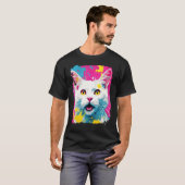 T-shirt Chat Blanc Pop Art (Devant entier)