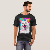 T-shirt Chat blanc Pop Art (Devant entier)