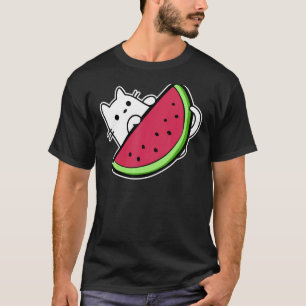 T-shirt Chat blanc sous tranche de pastèque douce