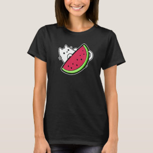 T-shirt Chat blanc sous tranche de pastèque sucrée