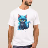 T-shirt Chat bleu avec sourire (Devant)