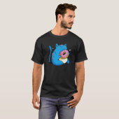T-shirt Chat Bleu Et Donuts (Devant entier)