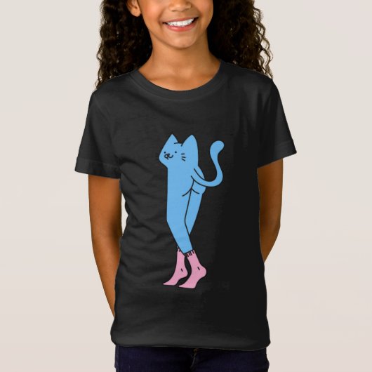 T-Shirt Chat Bleu Fou Avec Des Pattes Longues (Devant)