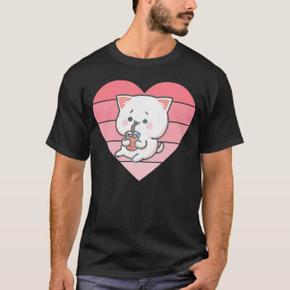T-shirt Chat Boba Buble Lait Thé Cute Kawaii Kitten Neko A