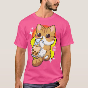 T-shirt Chat Boba Buble Lait Thé Kawaii Anime Neko Cute Ki