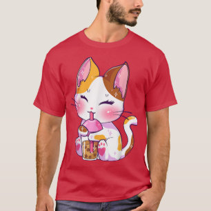 T-shirt Chat Boba Tea Anime Kawaii Neko Ado de thé bulle G