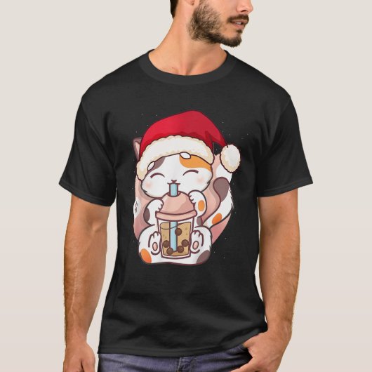 T-shirt Chat Boba Tea Bubble Kawaii Anime Japonaise Fille (Devant)