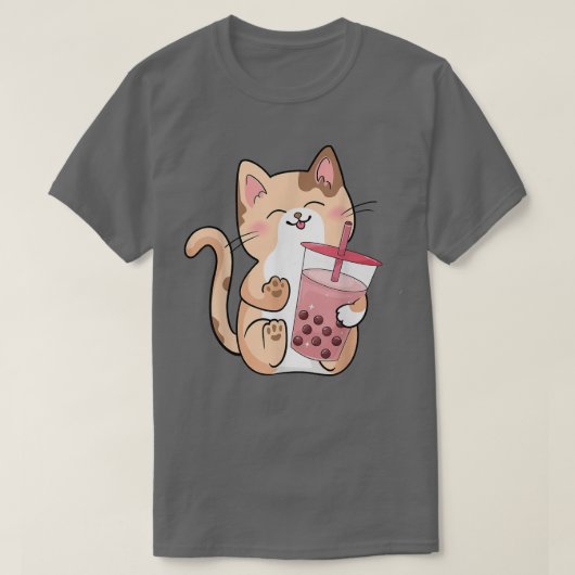 T-shirt Chat Boba Tea Bubble Tea Anime Kawaii Neko 572 (Design devant)
